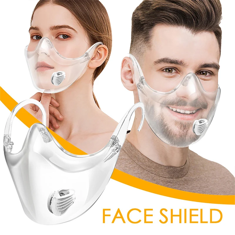 Transparent Anti Fog Dust Face Mask Respirator Reusable Washable Fully Clear Face Shield Plastic Face Mask