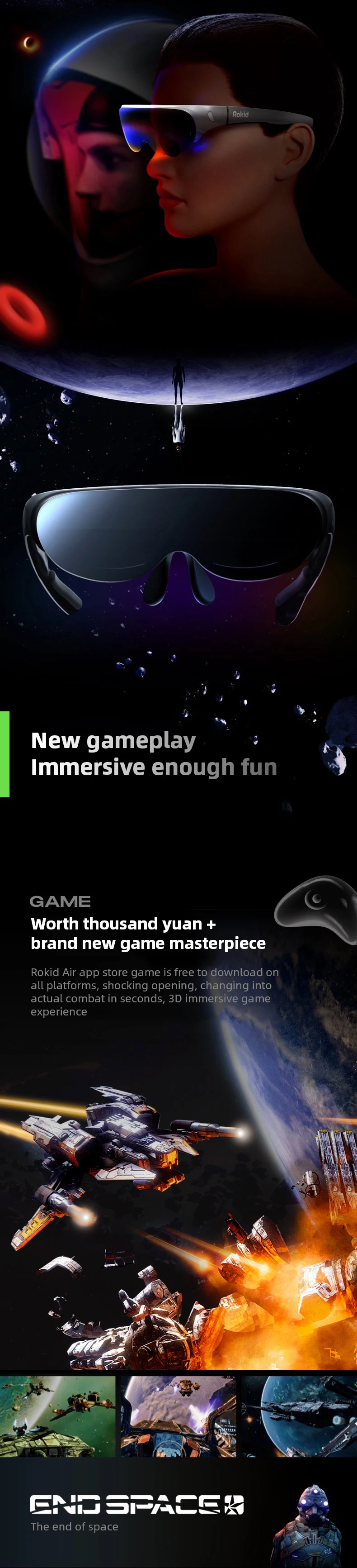 Rokid Air Ar Glasses,Augmented Reality Glasses Wearable Headsets Smart