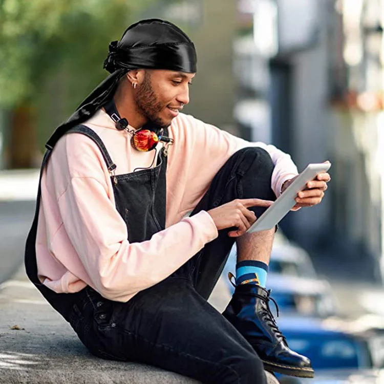 Custom logo High Quality Men Pure Silk Bonnets and Durags Luxury 100% Mulberry for Women