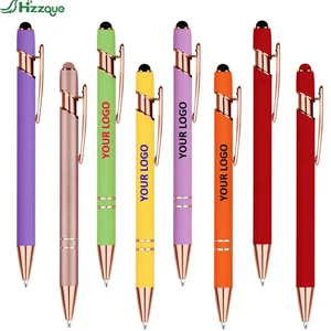 Promotional Custom Logo Mobile Phone Ballpoint for Stylus Pen Cheap Aluminum Sports Body with Soft Rubber Touch Screens