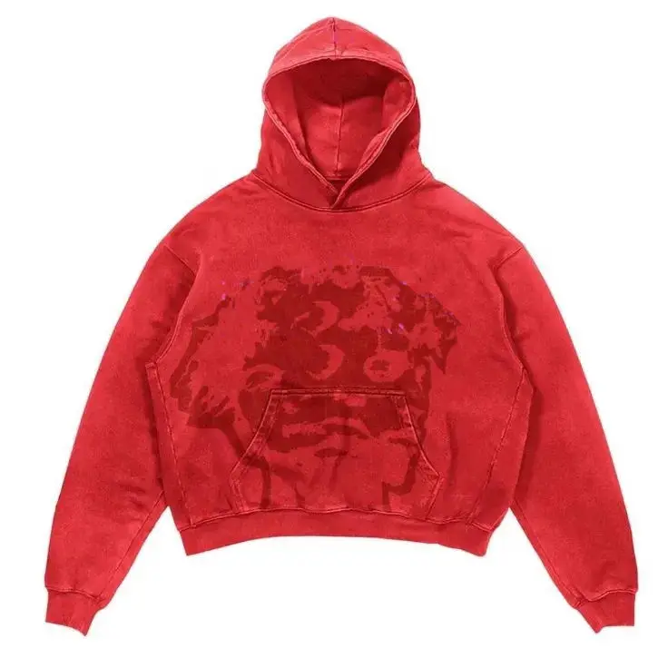 Custom Pullover Hooded Sweatshirts Heavyweight 400GSM Cotton Oversized Graphic Screen Printing Vintage Acid Wash Hoodie for Men gallery 10
