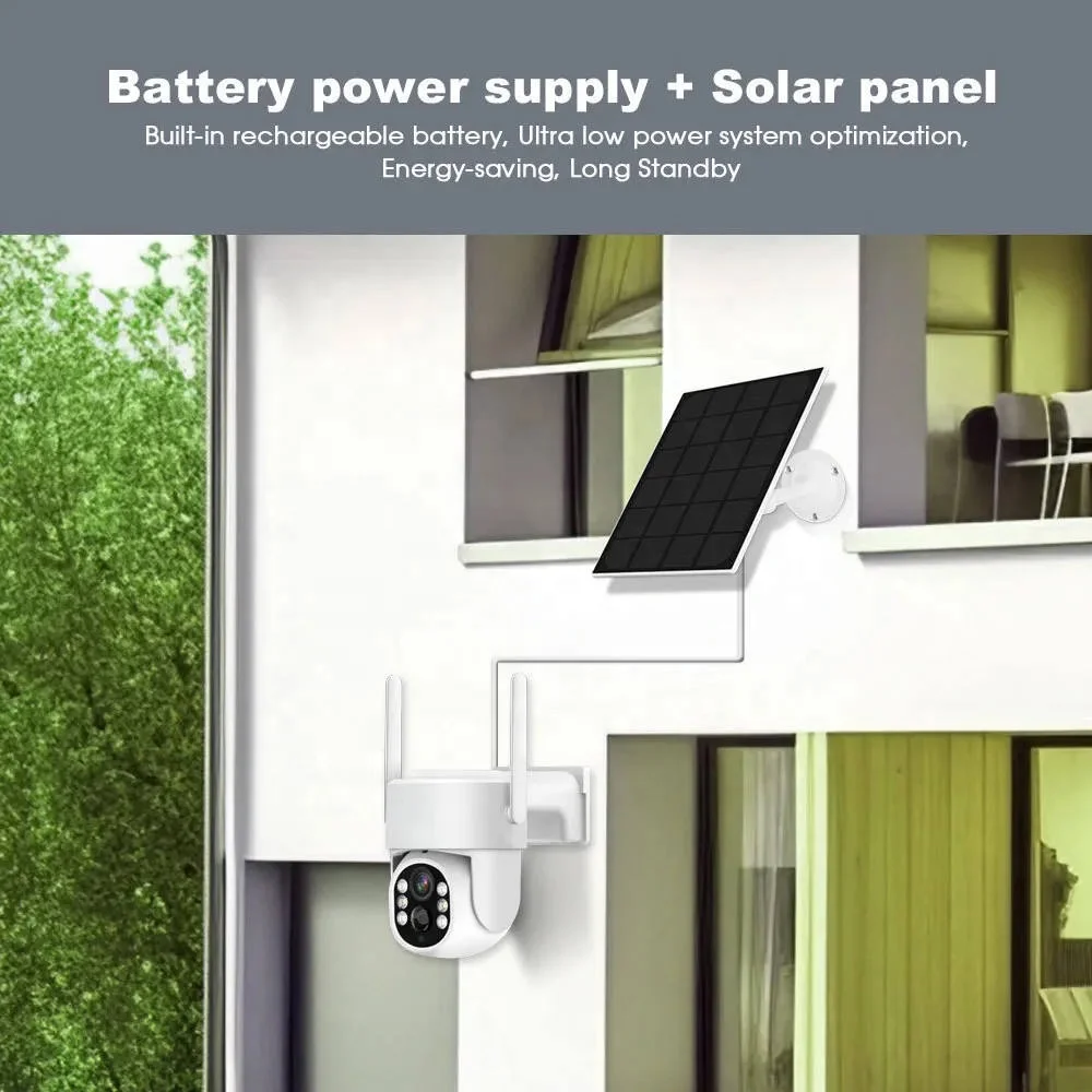 Orbitell Telecamera di sicurezza esterna a energia solare, WiFi 1080p, audio a 2 vie, visione notturna, controllo app, resistente alle intemperie, IP65, archiviazione cloud, rilevamento umano, solo