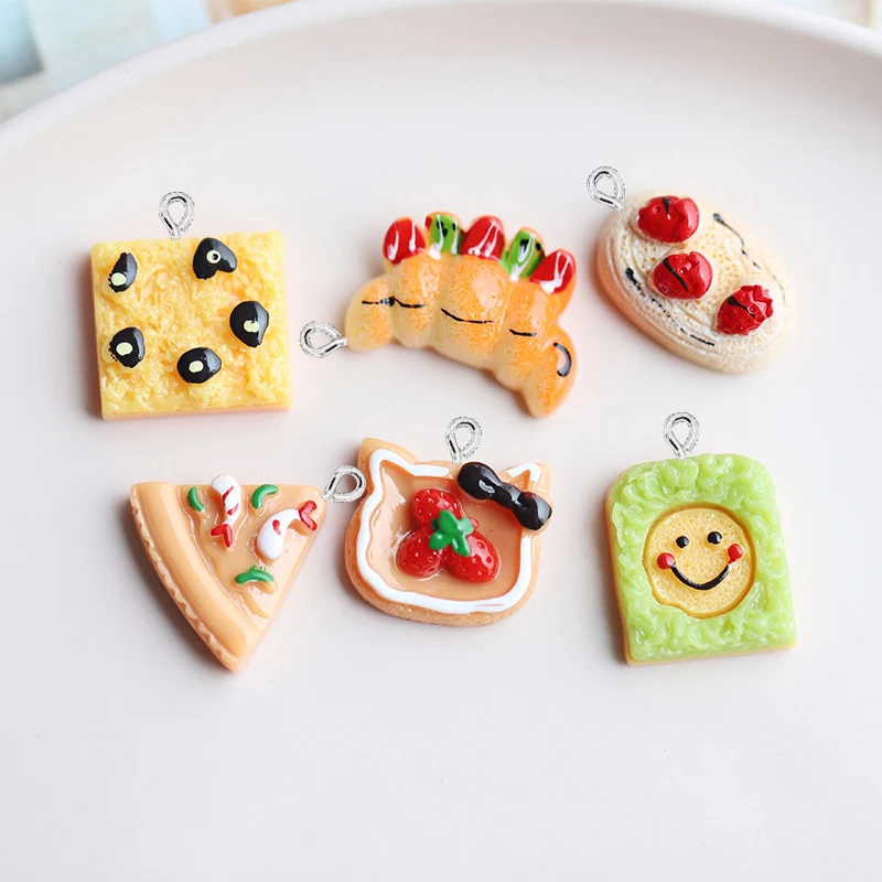 10/12pcs Mix Resin Food Bread Cake Pizza Hamburger Hot Dog Charms For  Jewelry Making Diy Findings Earrings Keychain Bracelets Phone Charms  Pendants