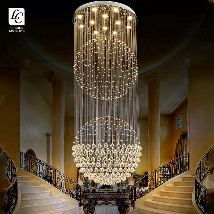 P0025 New Design Indoor Decoration Home Villa Hotel Stainless Steel Luxury Crystal Staircase Chandelier   