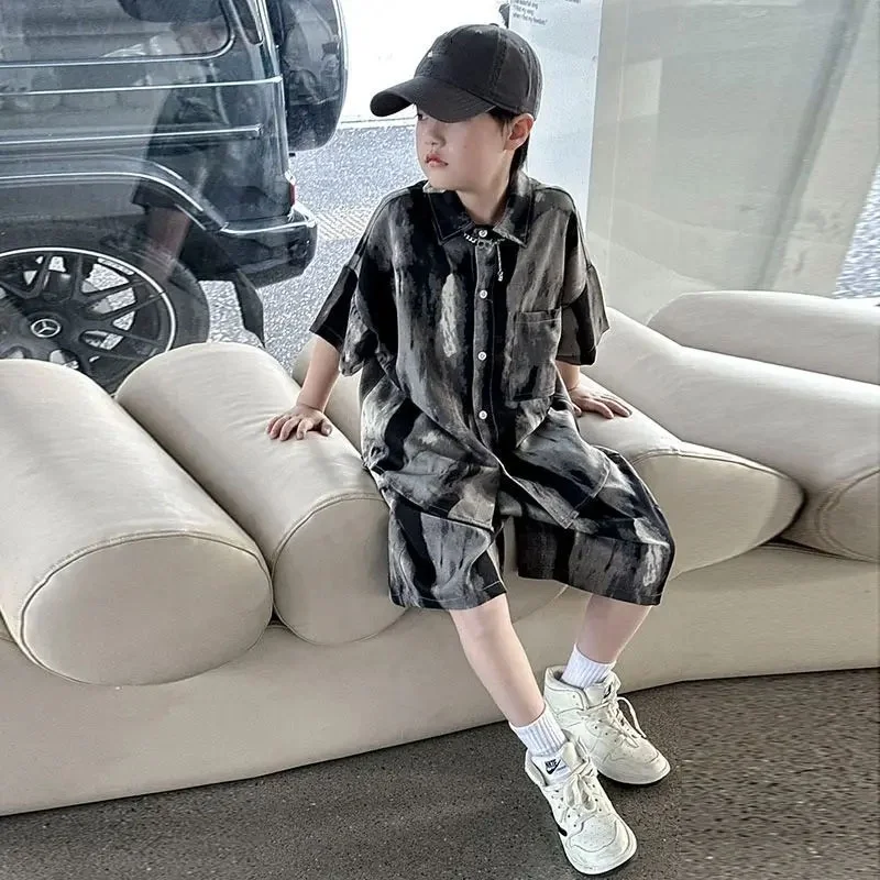 Boys Fashion Summer Tye-Die Short Sleeve Shirts+pants