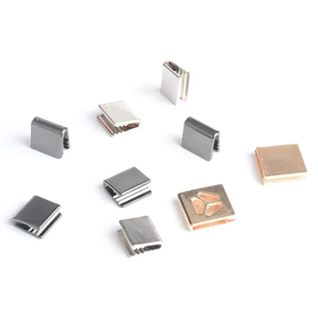 Custom Logo Cord End Clip Metal Strap Clamp Square Plating Antique Color Brand Name Zinc Alloy Stopper