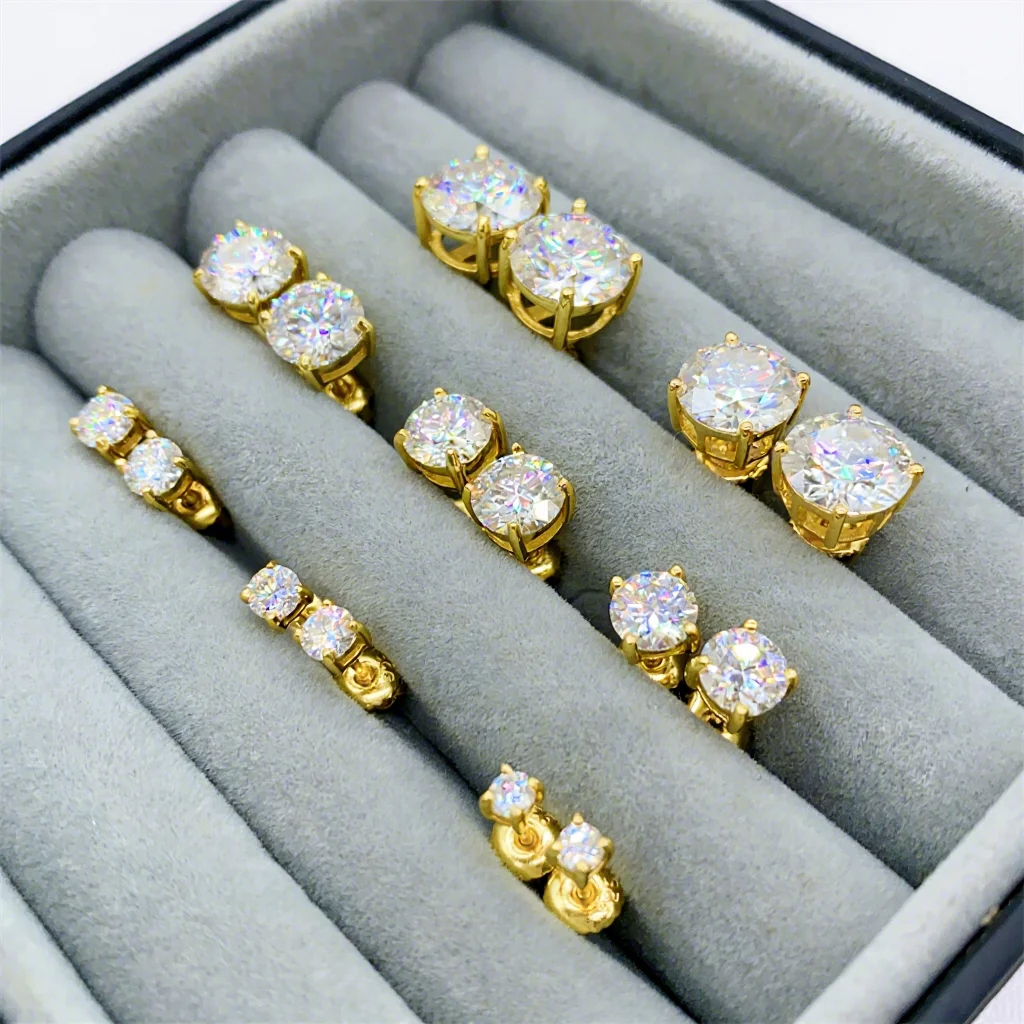 Inf.Story Arete De Tuerca De Moissanita, 0,6 Quilates De Color D, Diamante Cultivado En Laboratorio, Plata De Ley 925 Chapada En Oro Blanco De 18 Quilates, Aretes De Moissanita Para Mujeres Y