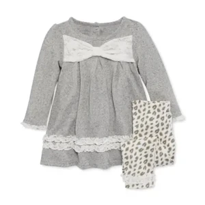 Girl Simple Style Gray Beautiful Dress With Under Wear Leggings Low Price