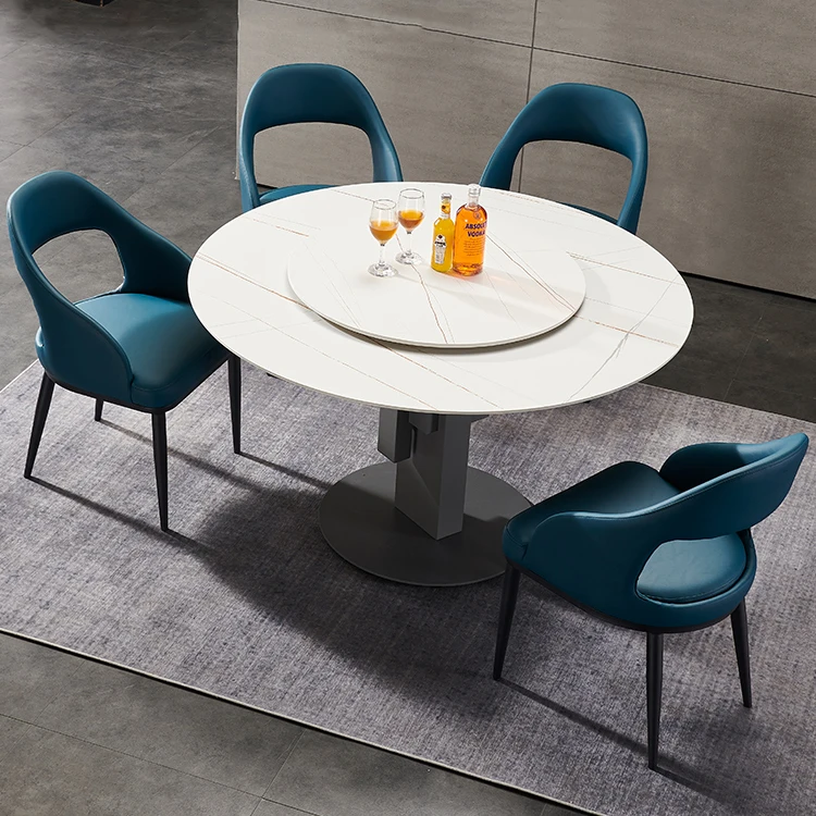 Luxury Diningroom Round Marble Dining Table Sintered Stone Top ...