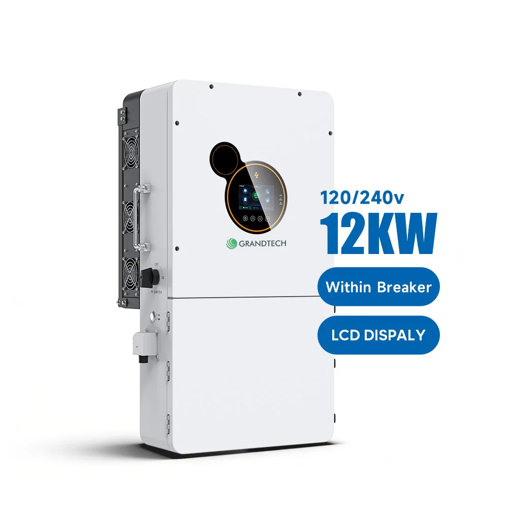 Inverter ibrido da 12 kW e 10 kW per il mercato statunitense, tensione di rete 48 V, con regolatore di carica solare MPPT integrato, uscita a fase divisa 120 V / 240 V, dotato di connettività Wi-Fi
