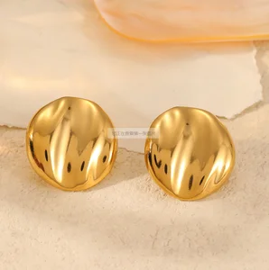 2026 Button Grain Titanium Steel Stud Earrings Women Waterproof Stainless Steel Jewelry Set Wholesale