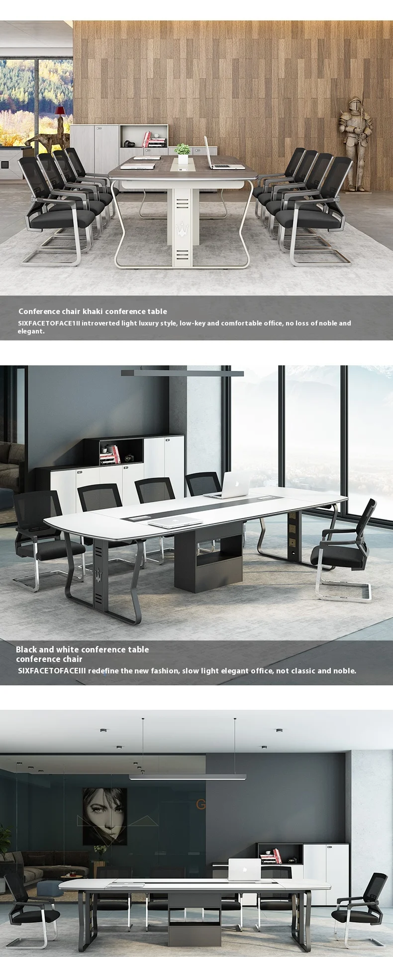 Luxury High-grade 2.4 Meters Modern Conference Table with Customized Large Size Factory New Chairs Wood Material