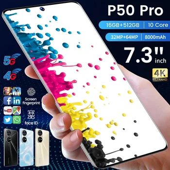 P50 Pro Global Version 7.3Inch Smartphone 8000mAh HD Screen 16+512GB Cell  Phone Support Wifi 5G Android 11.0 Network Celular| Alibaba.com