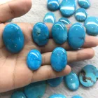 Oval Rare Natural Persian Iran Sleeping Beauty Turquoise Gemstone Oval Cut Cabochons For Women Men Ring