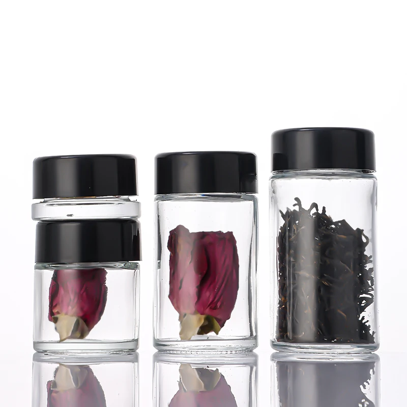 Child-Resistant 30ml/60ml/120ml Glass Airtight Smellproof Storage Jars Black Plastic Lid Dry Flower Cosmetic Eye Cream Other Dry