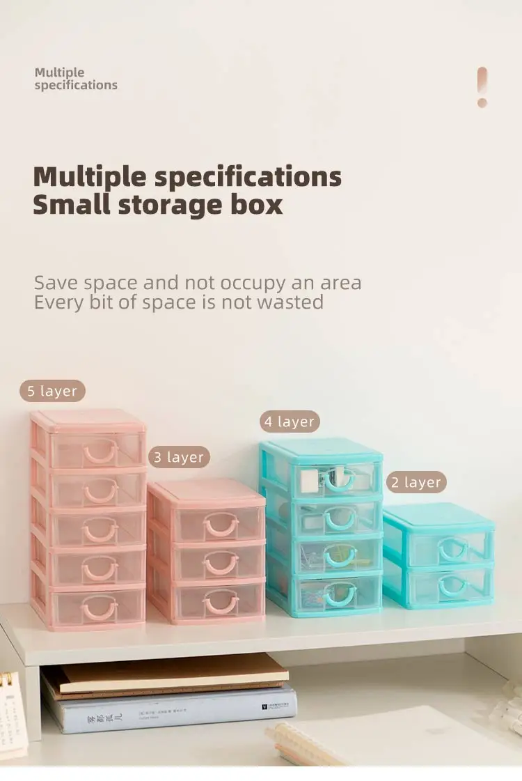 ITEM NO.3303  Factory OEM ODM 2/3/4/5 layers Home Office Desktop Mini Cosmetic Organizer Box Makeup Plastic Drawer Storage Box manufacture