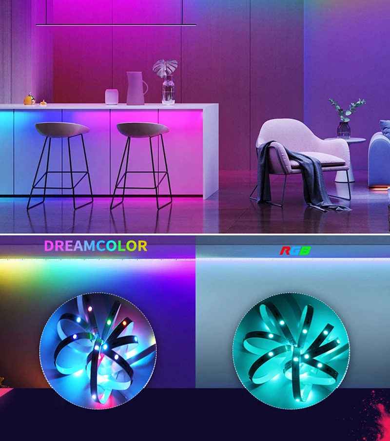 Dream Colour Changing 40Key Blue Tooth Smart App Control Sync with Music RGB LED Strip Light for TV Home Party