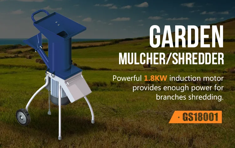 Wood Chipper Garden Mulcher Shredder Mulch Chip with 2pcs V Blades for Grass Leaves Shredding