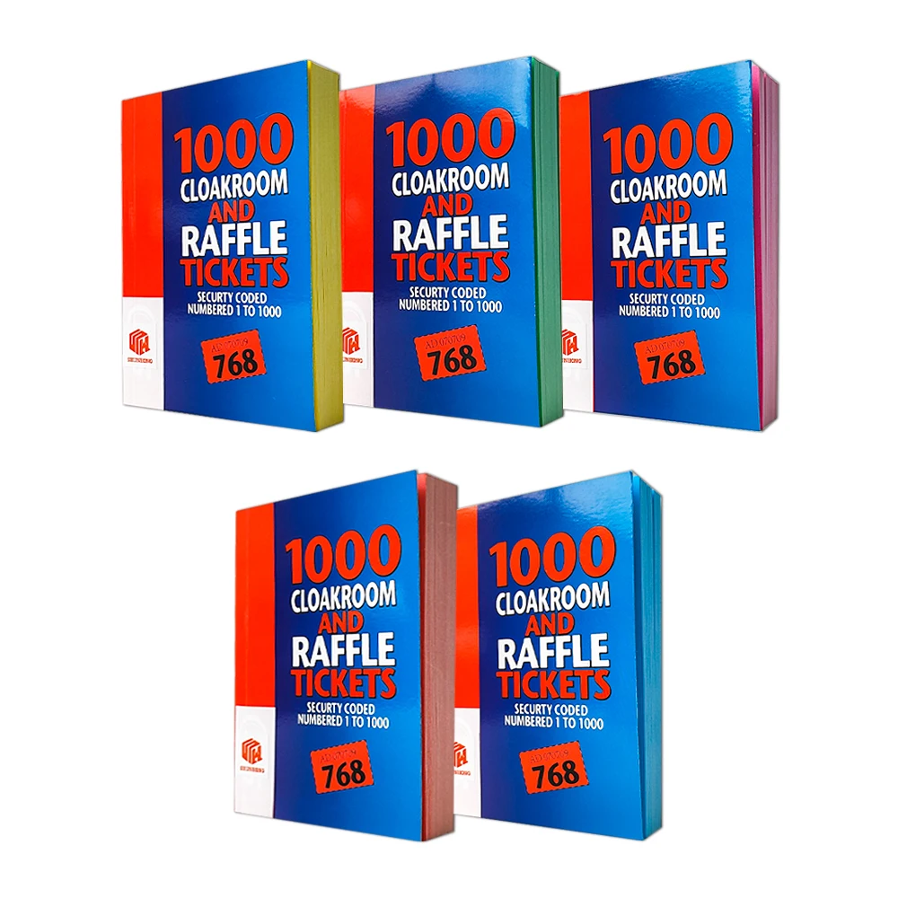 High Quality Printing Raffle Tickets and Cloakroom 1000 Numbered Custom Lucky Raffle Ticket Book