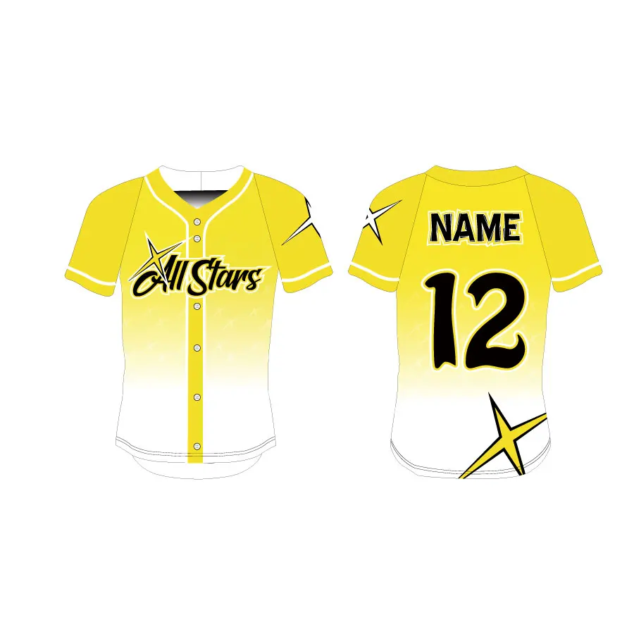  Custom Yellow Baseball Jersey Button Down Shirt