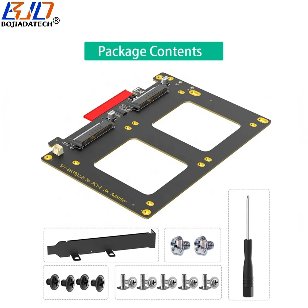 Dual SFF-8639 Connector to PCI-E 8X U2 NVME SSD Converter