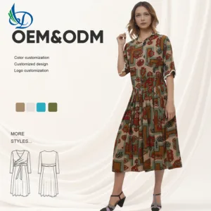 Printed Anti-static Formal Spring Long Skirt Casual A-line MIDI Natural Waist Provides Production Services
