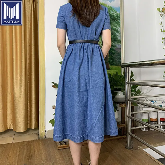 white christmas dresses Rosa Puff Sleeve Shirtdress, Blue Light Wash Japanese Denim – Comhla main image 1