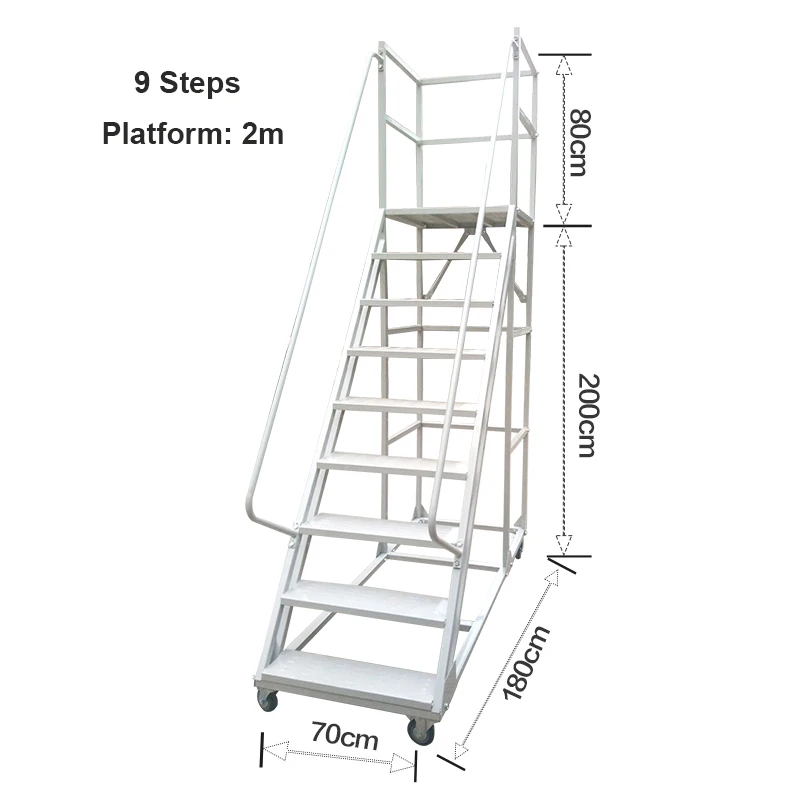 Widely Use Safety Handrails 300kg Mobile Multifunction 6 Step Ladder Folding Ladders Industrial Ladders Steel Q195 10 Unit Nylon