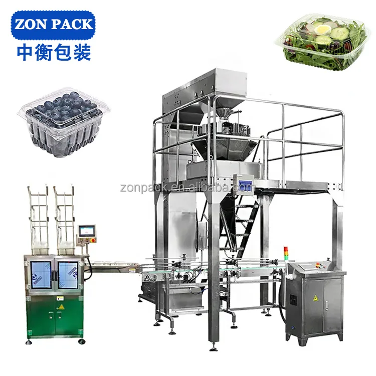 Automatic Fresh Frozen Fruit Weighing Box Filling Strawberry Cherry Blueberry Packing Machine with Weigher
