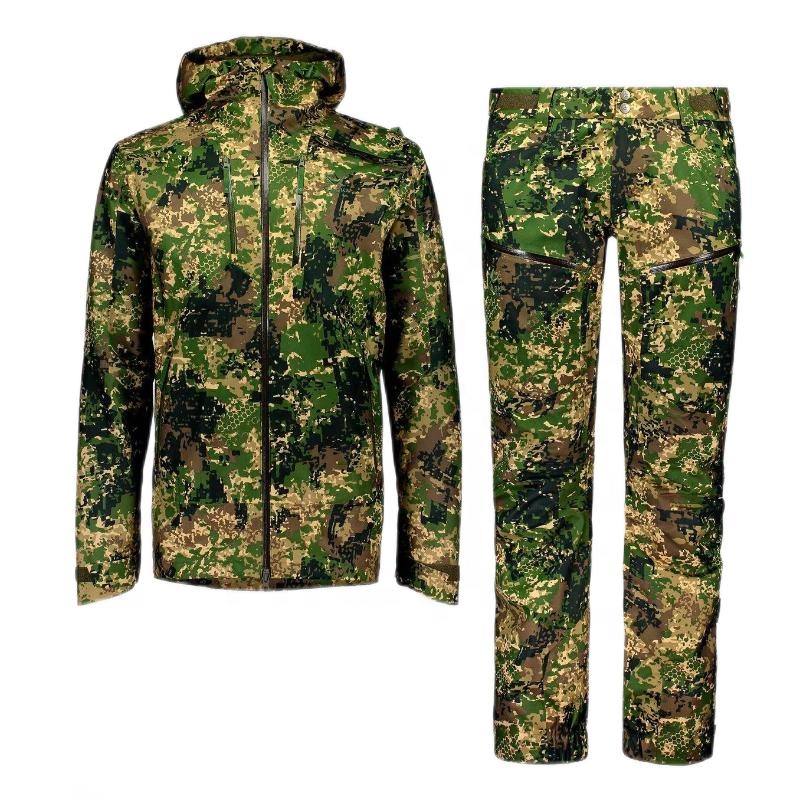 Камуфляжная охотничья одежда для мужчин, цифровой бесшумный водонепроницаемый костюм зеленого цвета, комплект охотничьей куртки и брюк с утиным оленем