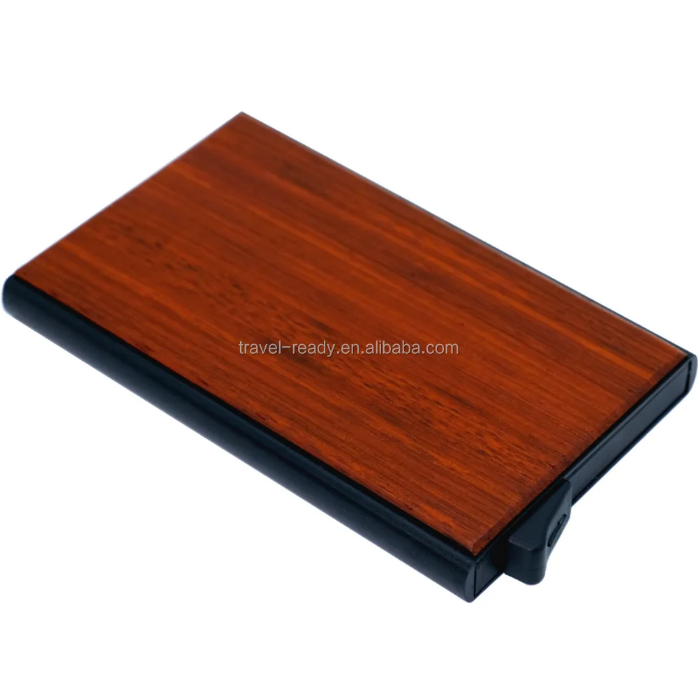 Wooden Minimalist Wallets For Men With Slim Pop Up Card Holder Wood