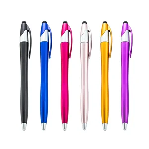 Multifunction Ballpoint Pen Touch Screen Plastic Body Stylus Pen Printable Custom Logo for Office Student Advertising Gift