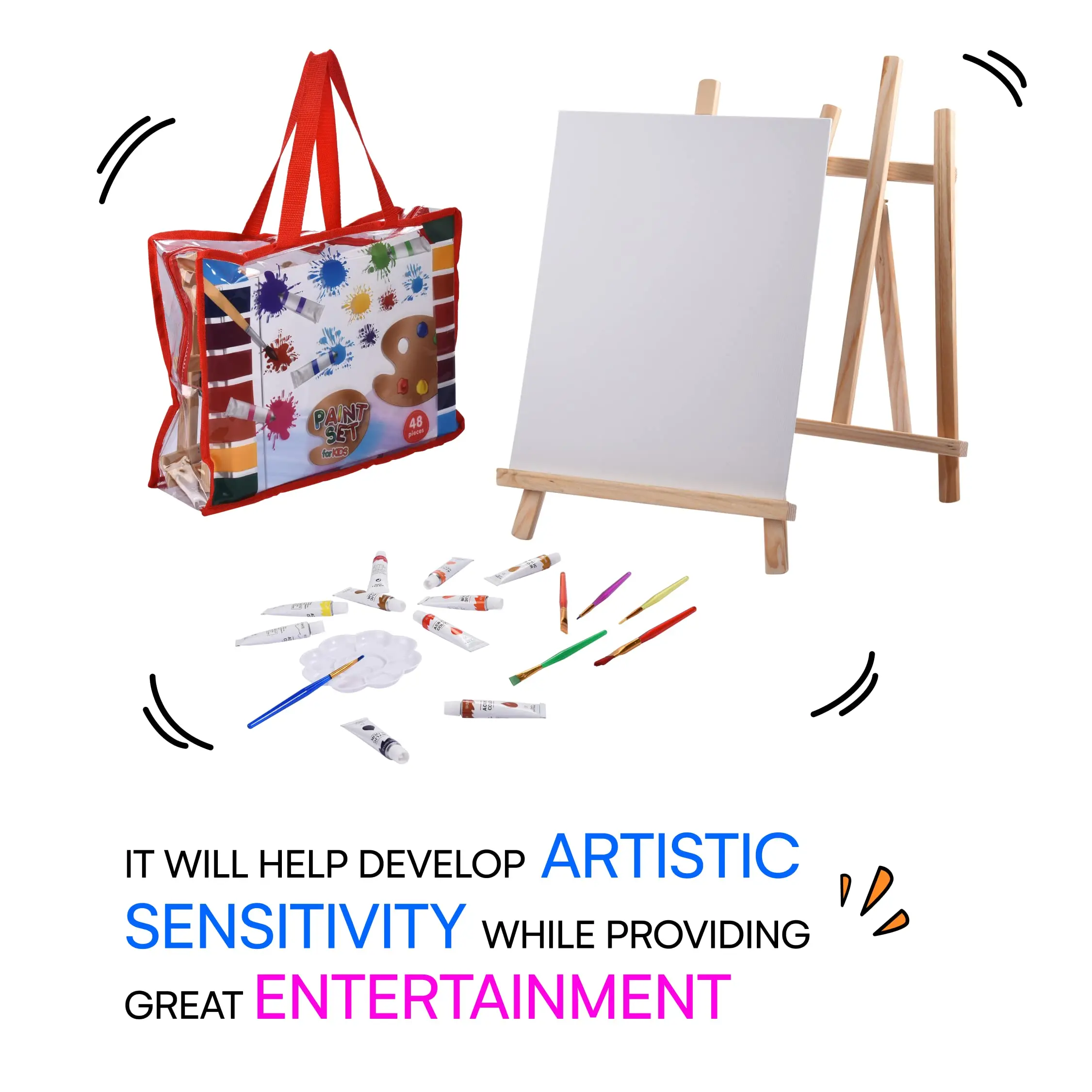 Kids Starter Paint Set 48pcs For Toddlers School Drawing Tools Travel