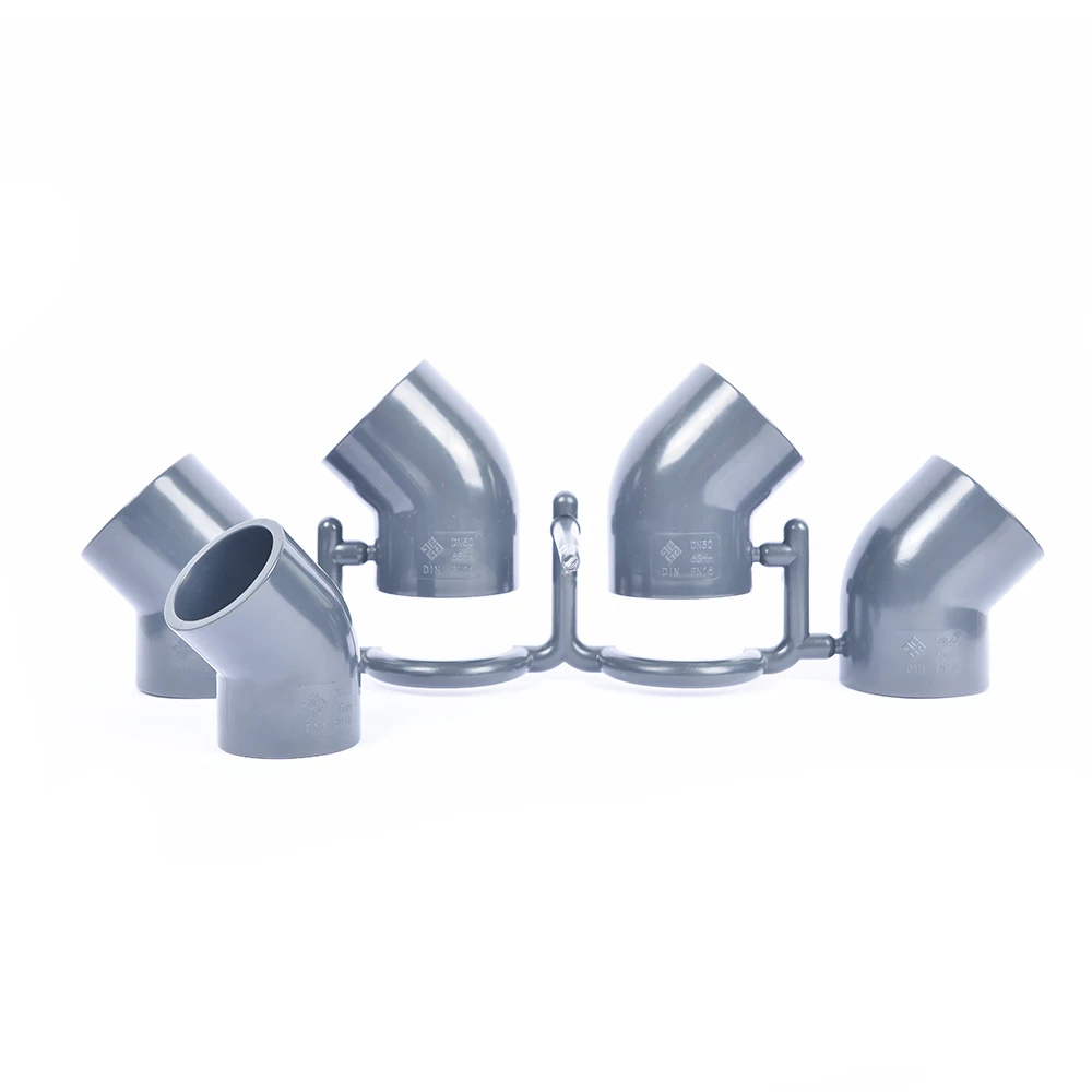 Cot profesional UPVC de 45 de grade Conector structural de țevi de 45 de grade industria chimică Cot UPVC de 45 de grade