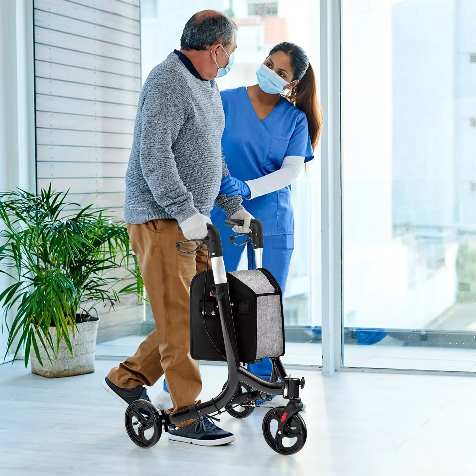 product lightweight portable folding wheeled walker disability products stroke recovery equipment walking for adults with seat-5