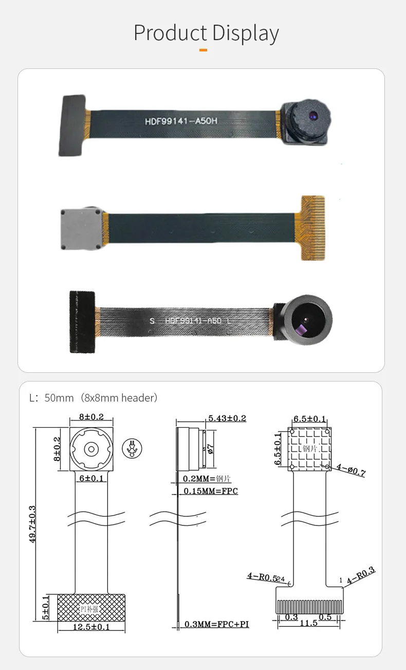 DGZX99141-A50 NT99141 sensor QR code scan recognition dvp Camera Module 720P 30FPS jpeg format插图1