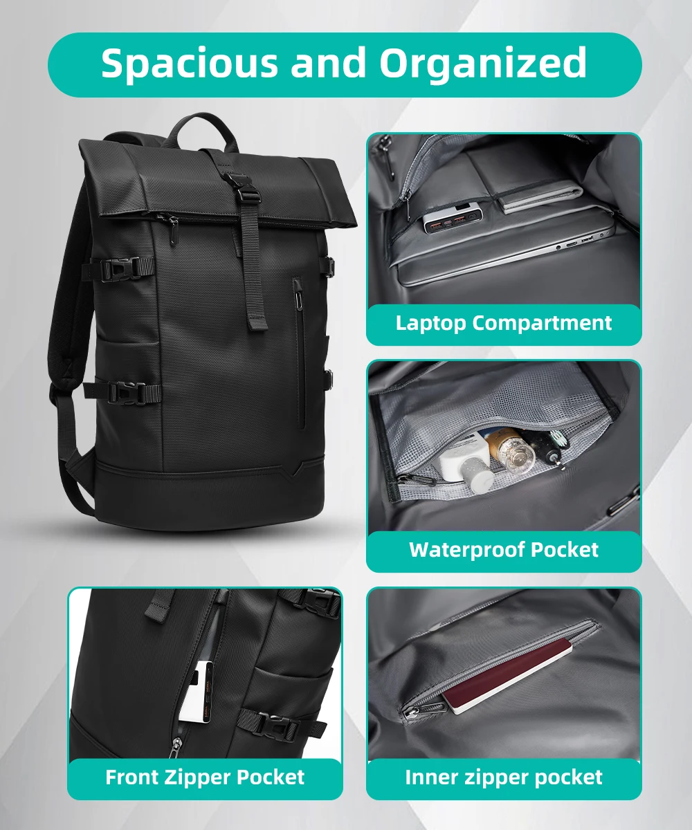 Large Capacity Waterproof Roll Top Backpack