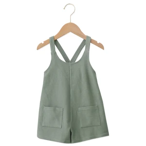 Direct Manufactory Price Custom Summer Jumpsuit Cool Sleeveless 95%Organic Cotton 5%Spandex Shoulder Strap Baby Romper