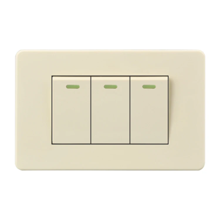 VNX Factory Price 10A 240v Us Standard 3 Gang 1 Way Switch Electricity Smart Light Wall Switch