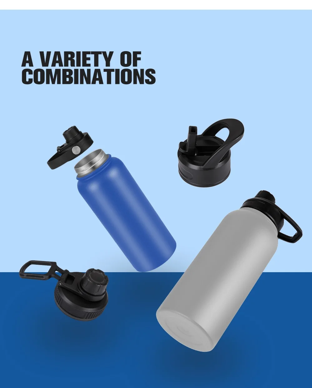 Wide Mouth Stainless Steel Custom Vacuum Flask Powder Coated Water ...