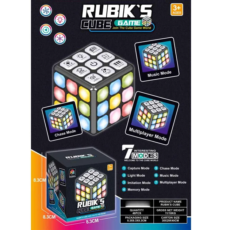 Electronic Magic Cube with Light and Sound Flashing Cube Electronic Memory Brain Game for Kids Unisex Accepted BK557B3670 CN;GUA