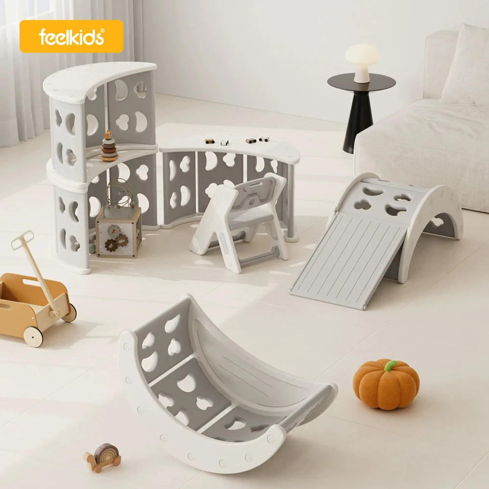Wholesale Factory Price Children Indoor Plastic Slide Rocking Cradle Horse Kids Study Desk Activity Table Home Play Equipment