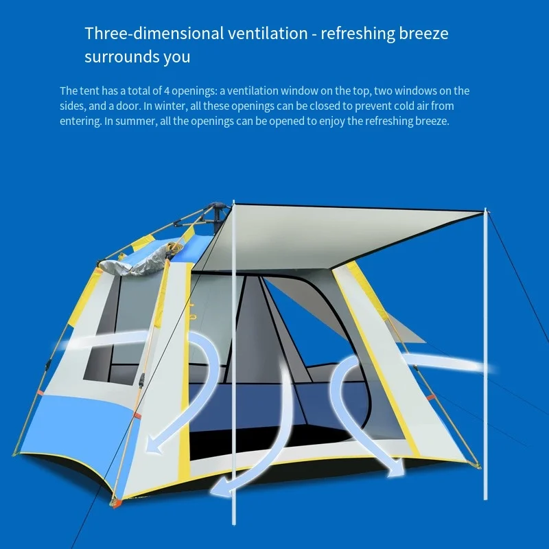 Outdoor Tents for 3-4 People Thickened Rain Protection Camping and Fully Automatic Quick-opening Tents in the Wild