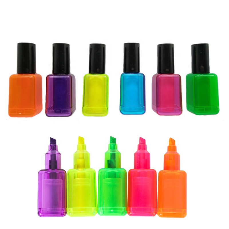 Бутылка под лак для ногтей стиль мини пластиковый маркер ручка набор из 6 видов цветов оптовая продажа для офиса и школы промотирования