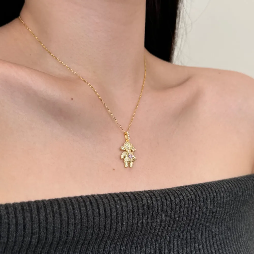 KAKODIY Special Design OEM ODM Jewelry 925 Sterling Silver 18K Gold Plated Dazzling 5A Zirconia Little Girls Pendant Necklace detail 4