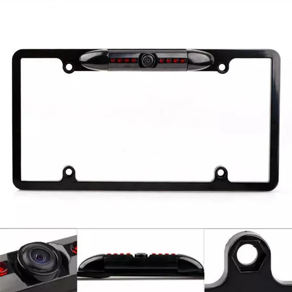 License Number Plate Frame Camera Waterproof Infrared Night Vision HD Reversing Camera 8 IR Lights 170 Degree Rearview Backup