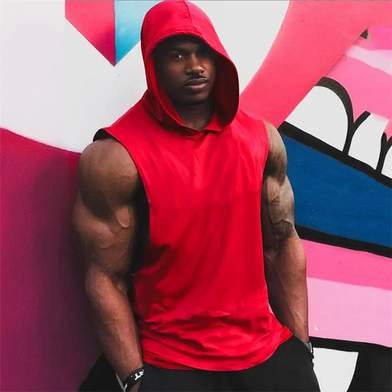 Neon Stringr Muscle Cut Athletic Work Out Hoodie Tank Top 