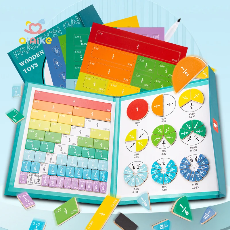 Livres éducatifs portables pour le développement intellectuel des enfants, puzzles cognitifs, fractions en papier, supports pédagogiques pour l’apprentissage des bébés, vente en gros