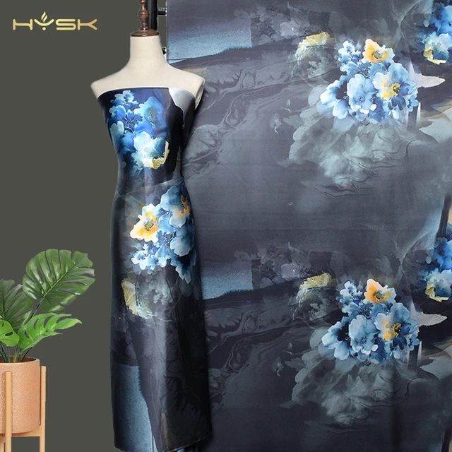 HYSK Digital Printed heavy natural organic Print Patterned materials Clothing pure silk Satin charmeuse duches crepe Fabric