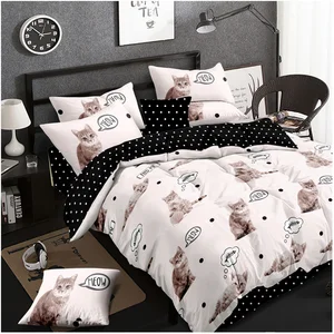 New Style Recycled Cute Animal Pattern Polyester Printed Bedding Two Pillowcases Comforter Duvet Cover Sets
